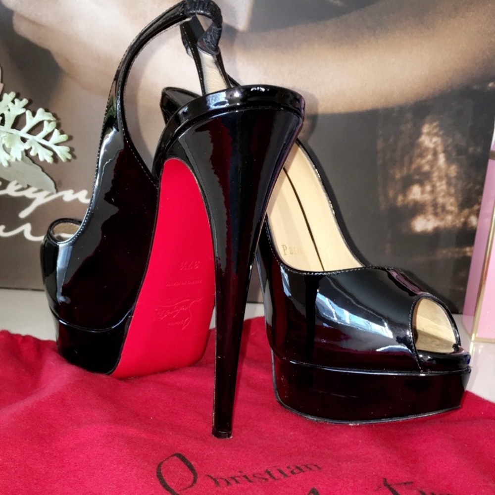 Christian Louboutin Lady Peep Black Size 7.5 - Picture 5 of 5